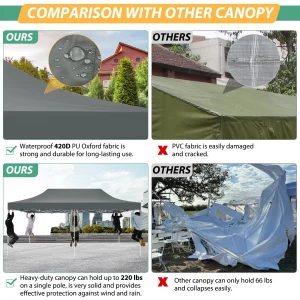 10x20 Heavy Duty Pop Up Canopy Tent, 6 Sidewalls, - Thumbnail Image 3