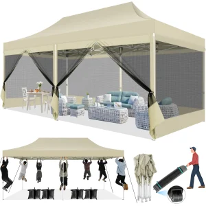 10x20 Heavy Duty Pop Up Canopy Tent, 6 Sidewalls, - Thumbnail Image 5
