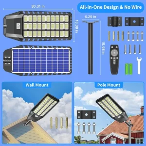 Solar Security Light Outdoor, Motion Sensor, - Thumbnail Image 3