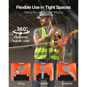 0.75T Manual Lever Chain Hoist Come Along 5/10/20FT - Thumbnail Image 3