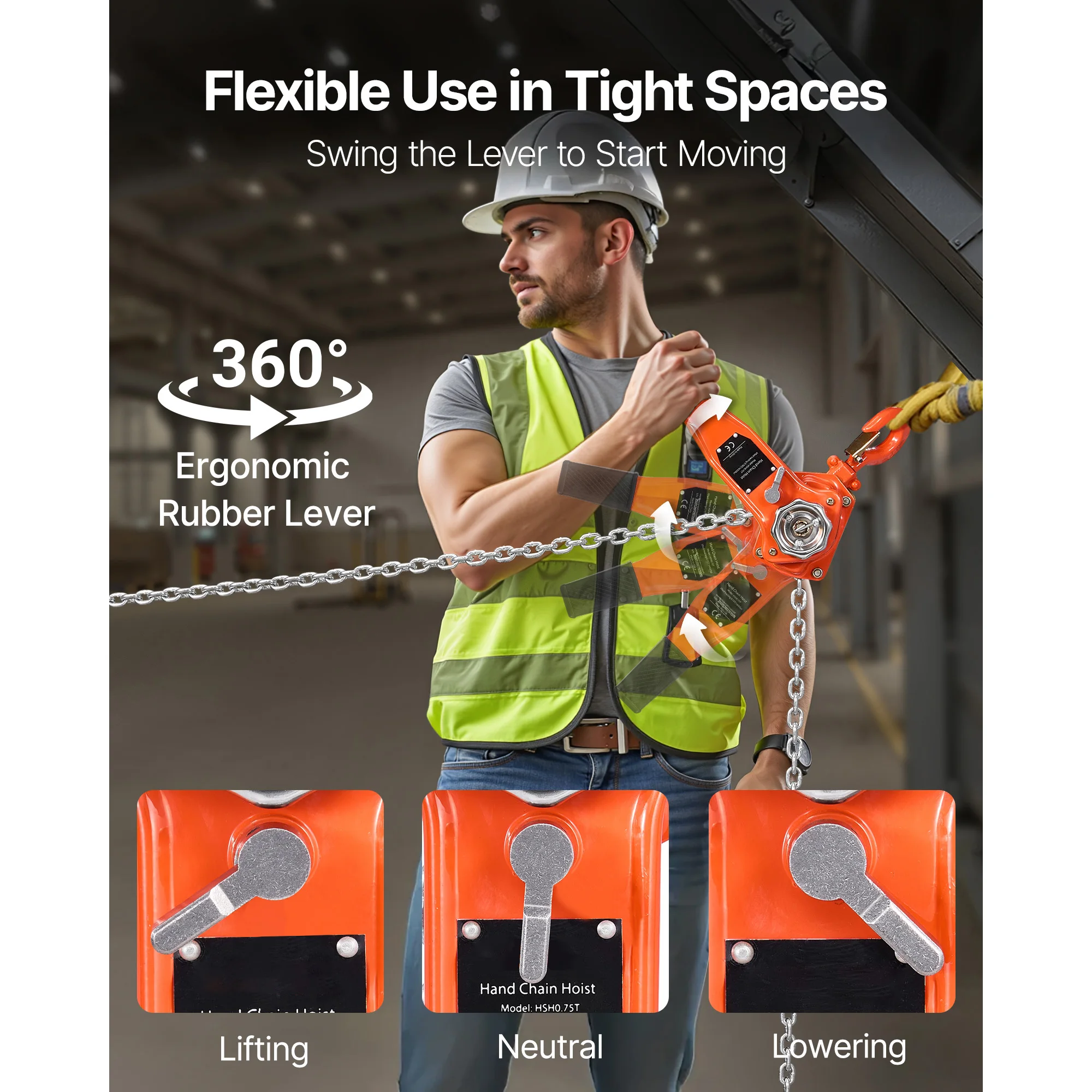 0.75T Manual Lever Chain Hoist Come Along 5/10/20FT - Image 3