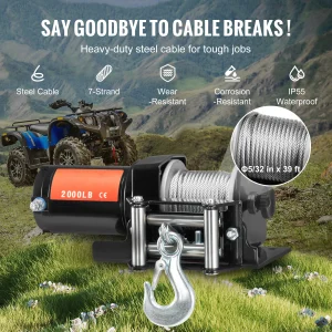 2000lbs Electric Winch ATV/UTV, Wired Remote - Thumbnail Image 3