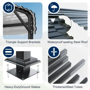 Heavy Duty Metal Carport Galvanized Shelter - Thumbnail Image 3