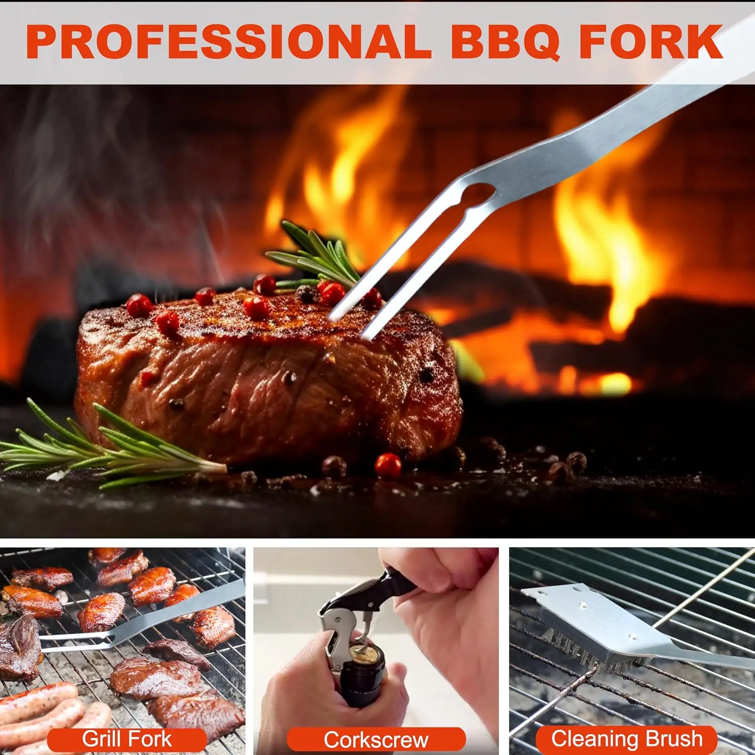 22PCS Stainless Steel BBQ Grill Tools Kit - Image 3