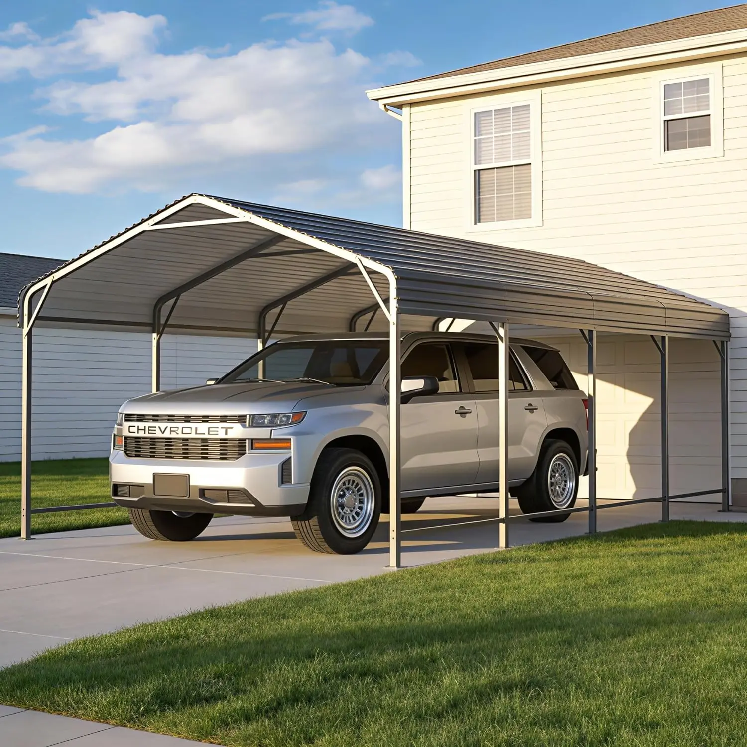 Heavy Duty Metal Carport Galvanized Shelter - Image 1
