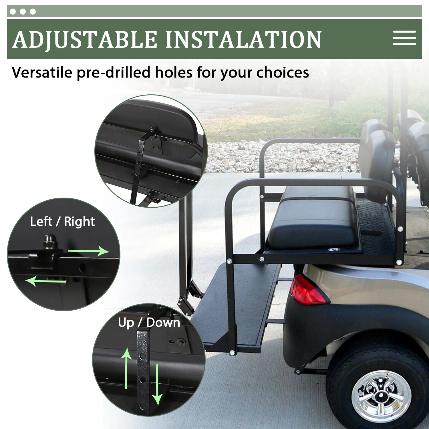 Rear Flip Seat Kit Back Seat w/Grab Bar - Image 2