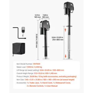 7500 lbs Electric Power Tongue Jack 12V