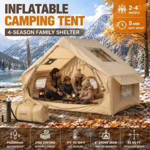 Inflatable Camping Tent 4 Person 4 Season Waterproof - Thumbnail Image 1