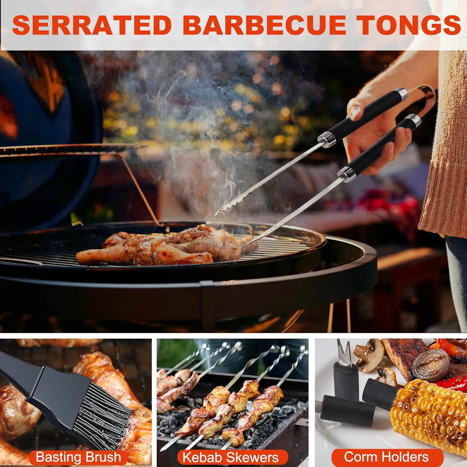 22PCS Stainless Steel BBQ Grill Tools Kit - Image 2