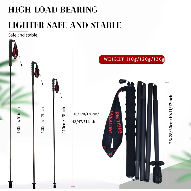 5-Sections Ultra-Light 110g Trekking Poles Walking Cane - Image 2