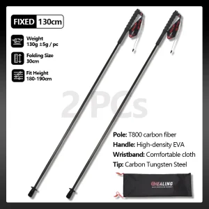 5-Sections Ultra-Light 110g Trekking Poles Walking Cane - Thumbnail Image 5