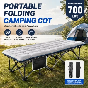 Portable Foldable Camping Cot with Thick Padded - Thumbnail Image 1